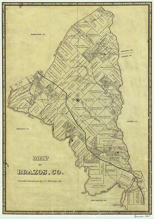 Brazos County Map 1867