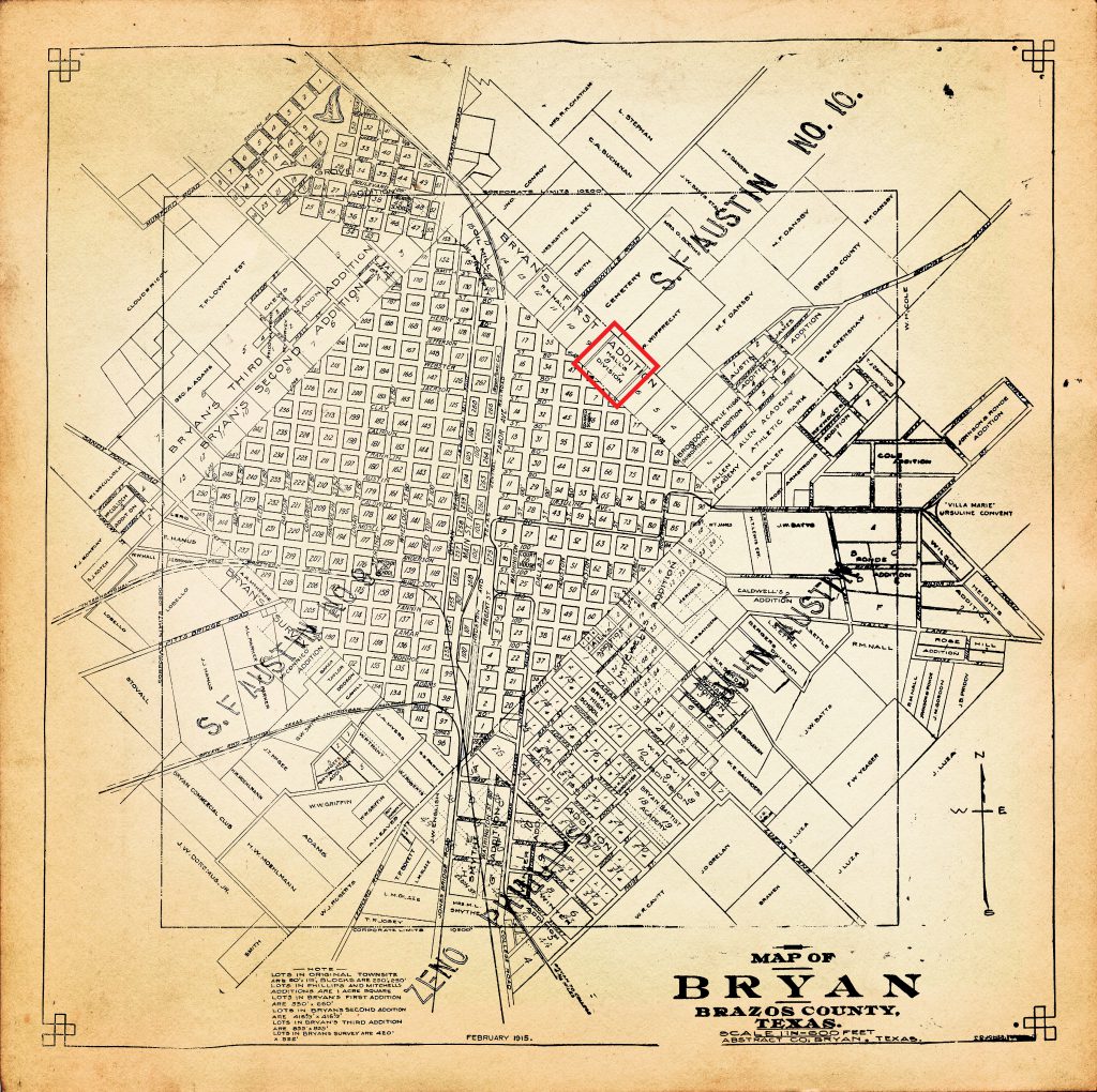 freedman town location marked in red box on this 1915 map.