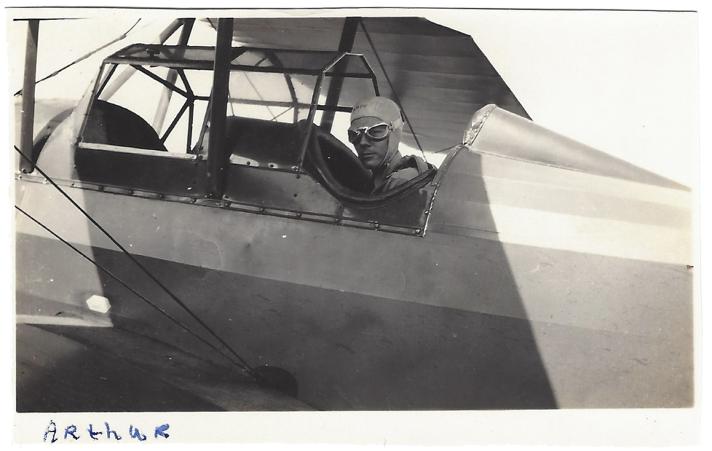 Arthur Andersson preparing to fly at Coulter Airfield in about 1939.