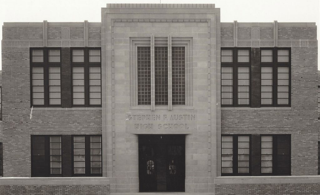 Stephen F. Austin High School front door circa 1938
