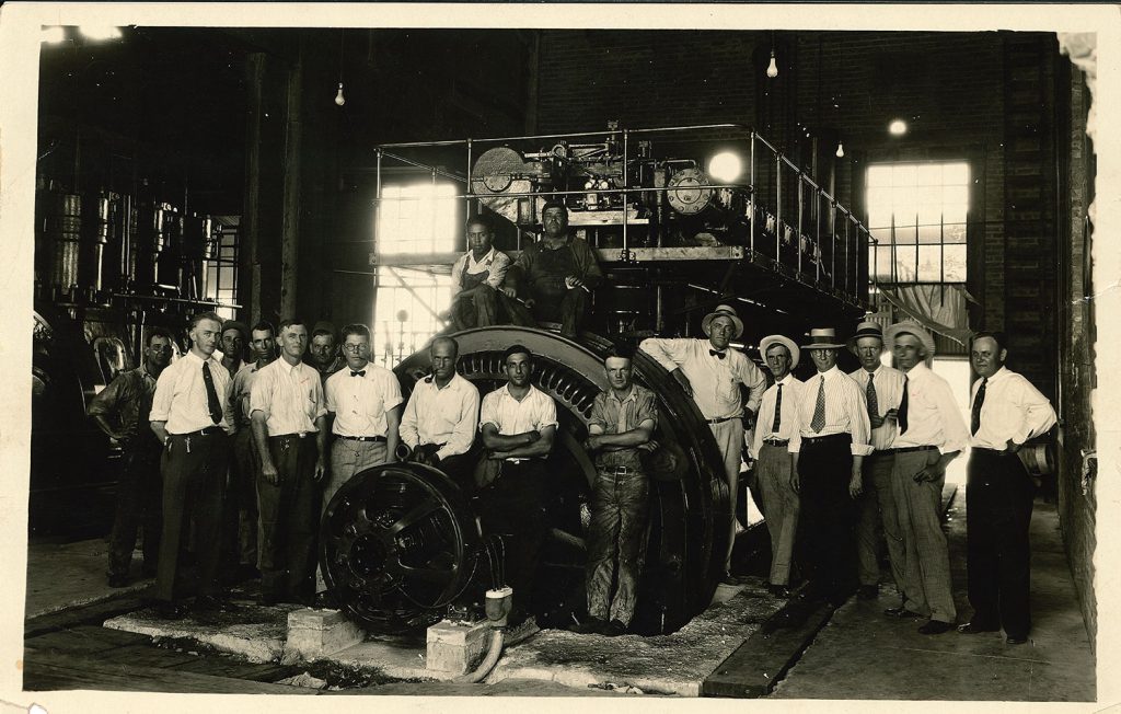 Bryan utilities workers and city leaders in the Ice House in the 1920s.